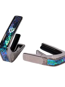 Thalia Guild Black Chrome Finish Capo - Blue Abalone w/G Shield - by Thalia