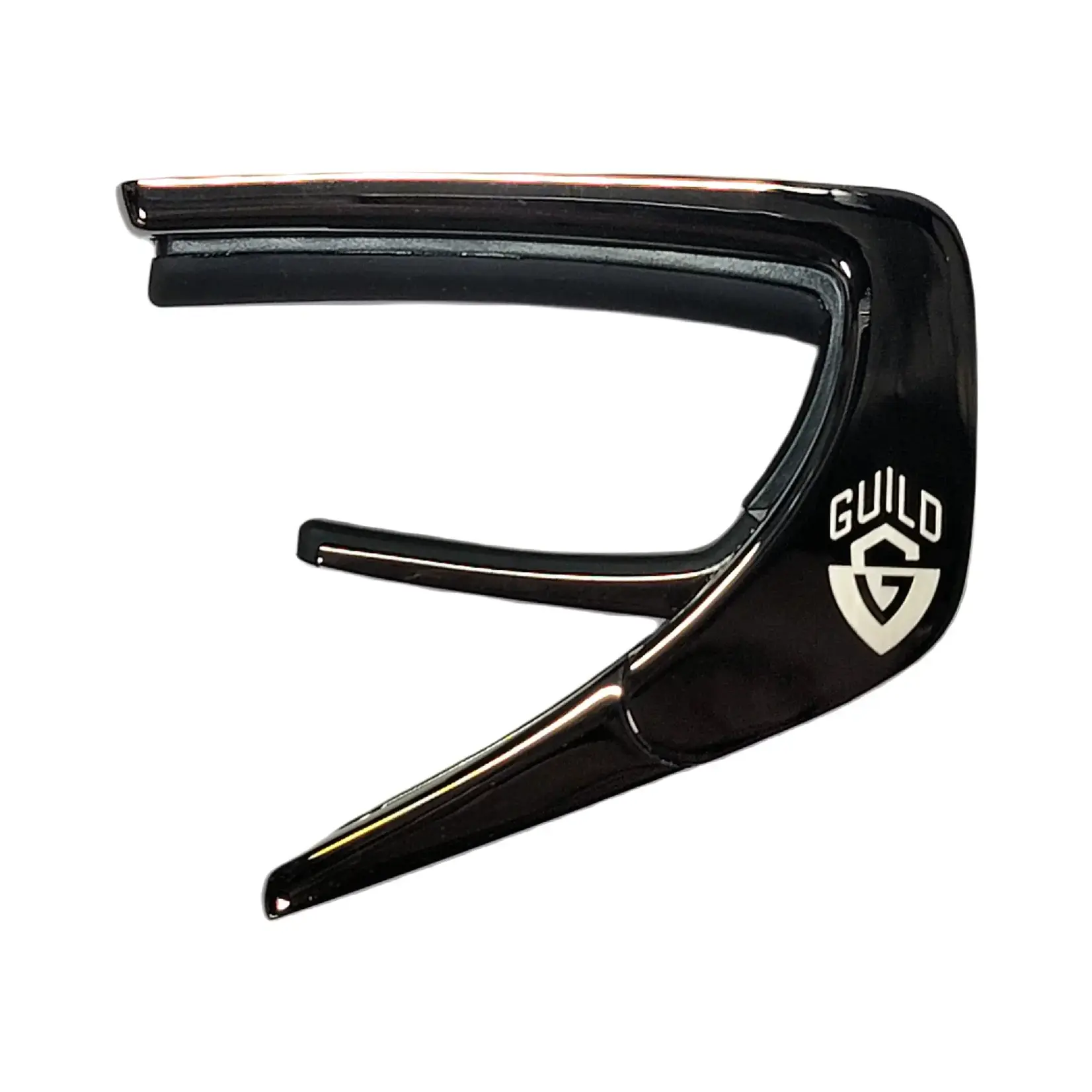 Thalia Guild Black Chrome Finish Capo - Koa w/G Shield - by Thalia