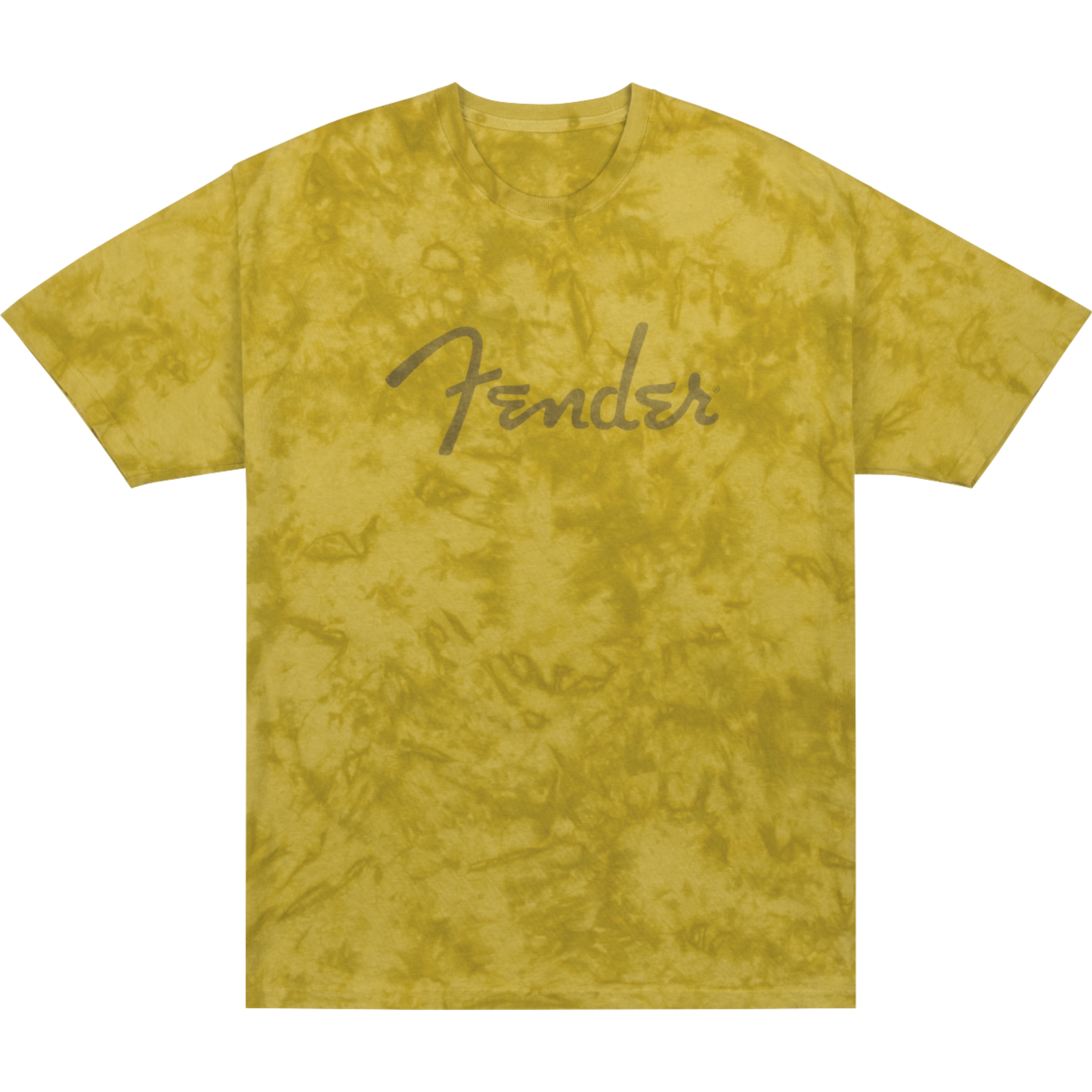 Fender Fender Spaghetti Logo Tie-Dye T-Shirt - Mustard - Size Large