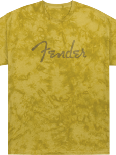 Fender Fender Spaghetti Logo Tie-Dye T-Shirt - Mustard - Size Large