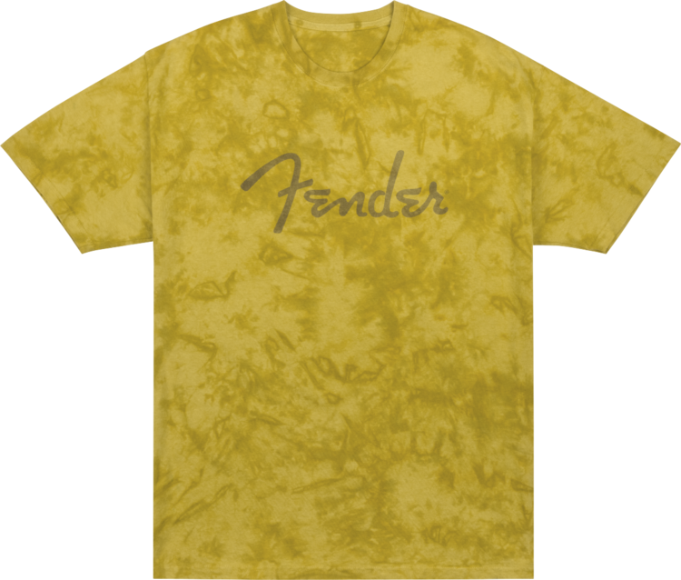 Fender Fender Spaghetti Logo Tie-Dye T-Shirt - Mustard - Size Large
