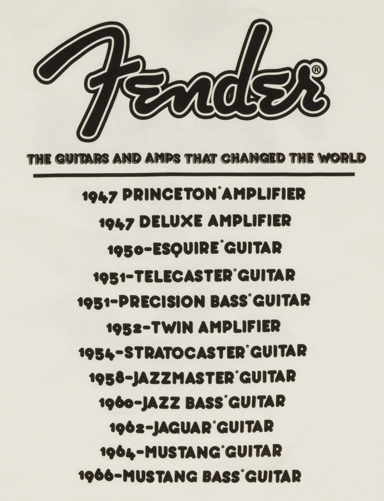 Fender Fender World Tour T-Shirt - Vintage White - Size Large