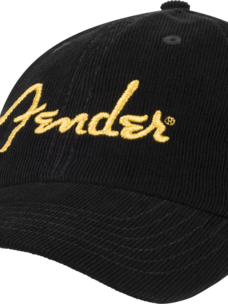 Fender Fender Black with Gold Spaghetti Logo Vintage Corduroy Baseball Cap