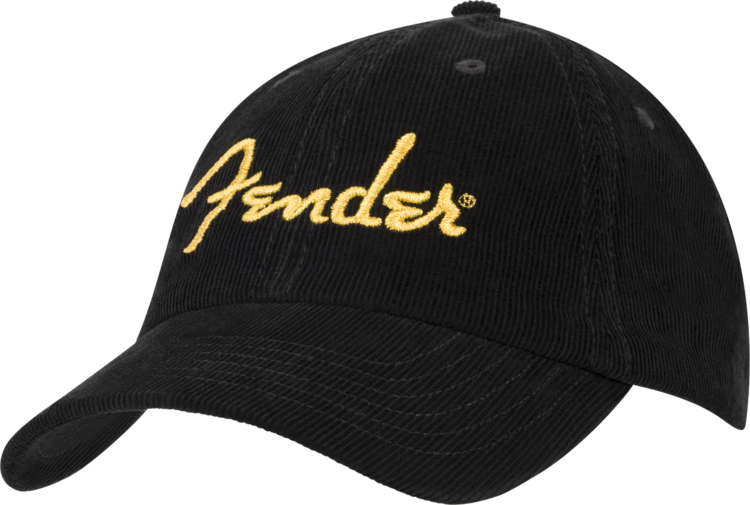 Fender Fender Black with Gold Spaghetti Logo Vintage Corduroy Baseball Cap