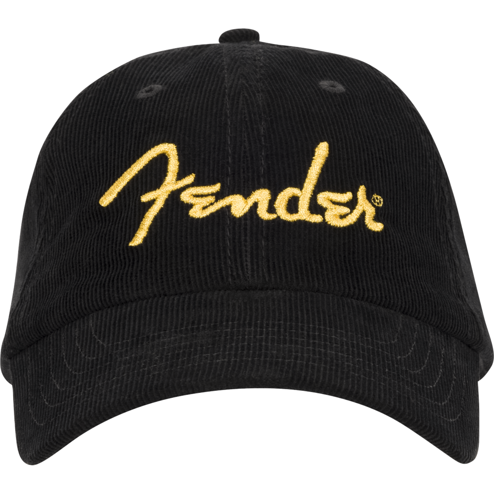 Fender Fender Black with Gold Spaghetti Logo Vintage Corduroy Baseball Cap