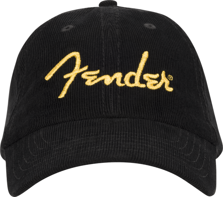 Fender Fender Black with Gold Spaghetti Logo Vintage Corduroy Baseball Cap