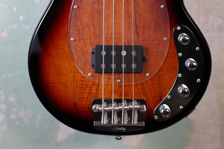 Sterling by Music Man Sterling StingRay Ray34SM Spalted Maple - 3 Tone Sunburst