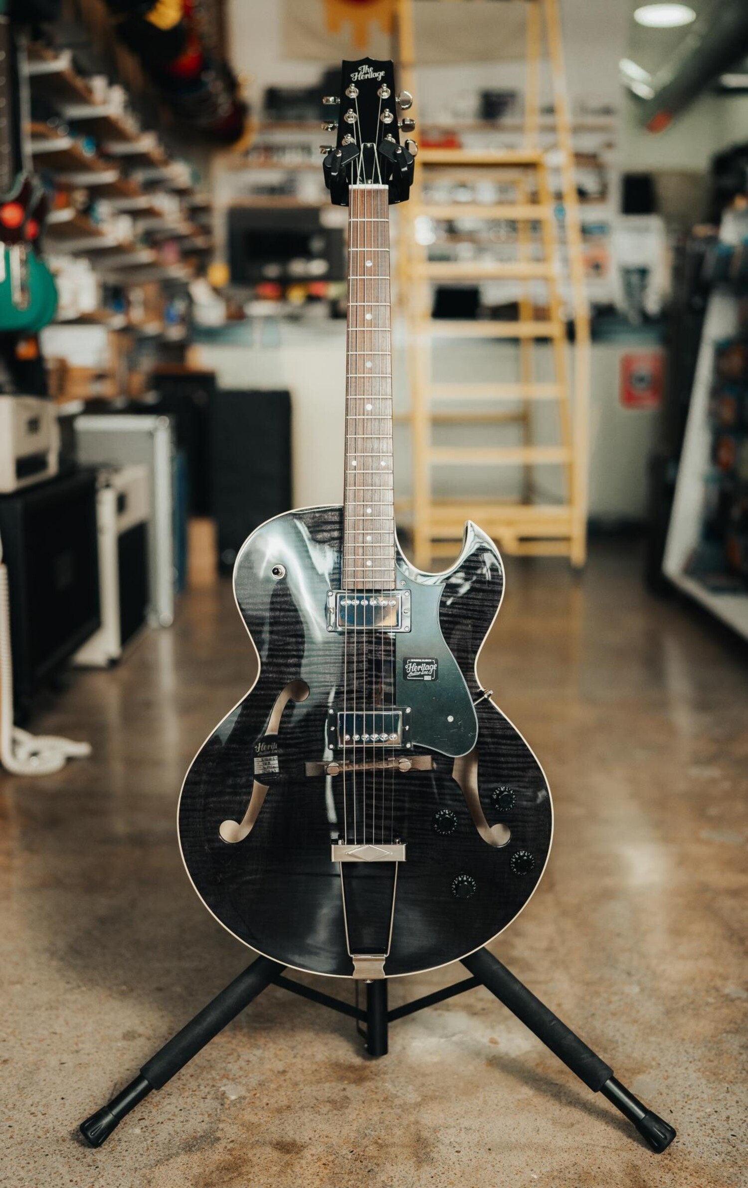Heritage Factory Special H 575 Archtop Hollow Electric Guitar with Case 2024 Black Translucent Tulsa Guitar Company