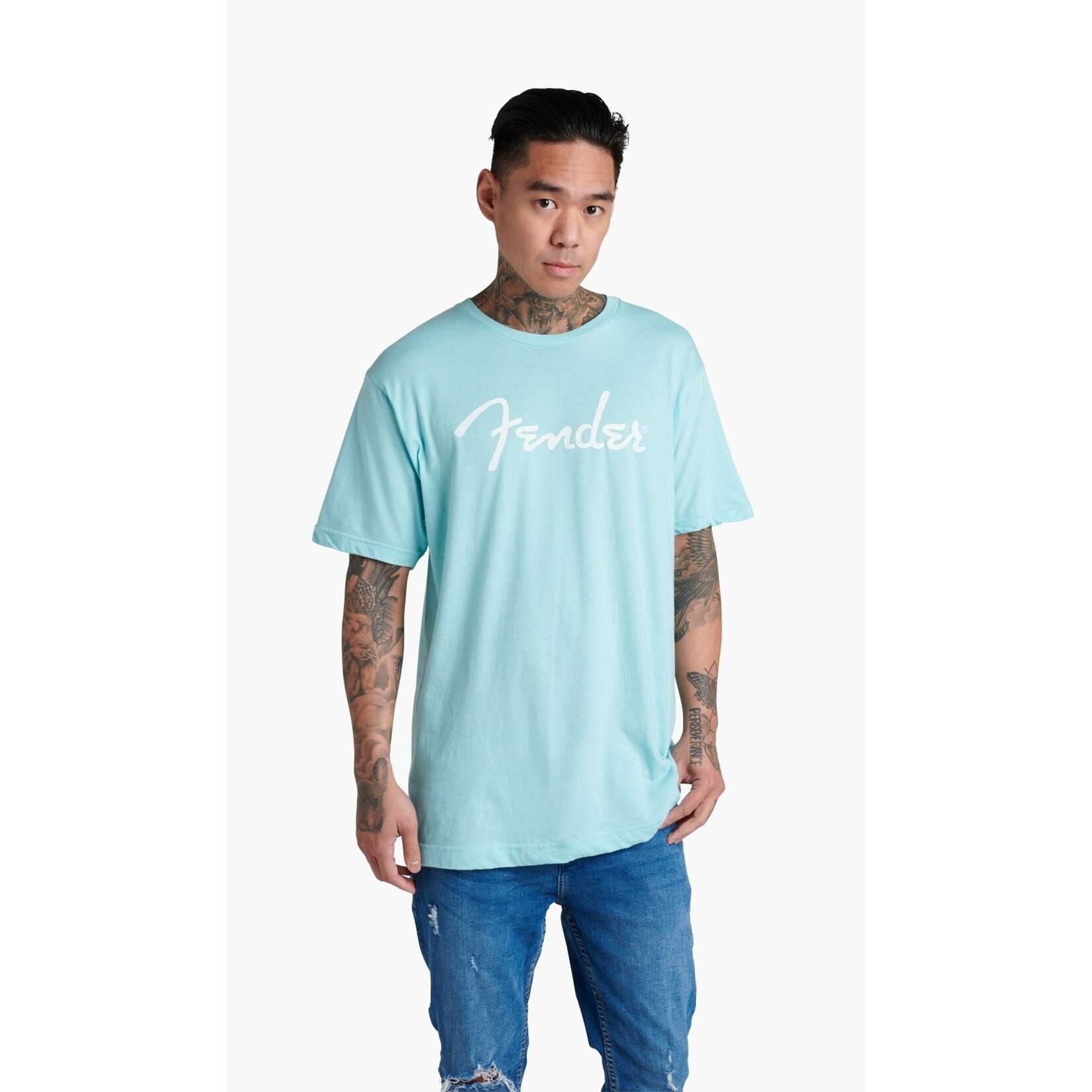 Fender Fender Spaghetti Logo T-Shirt, Medium - Daphne Blue