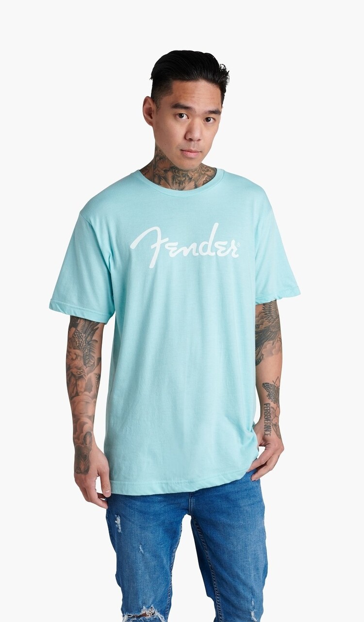 Fender Fender Spaghetti Logo T-Shirt, Medium - Daphne Blue