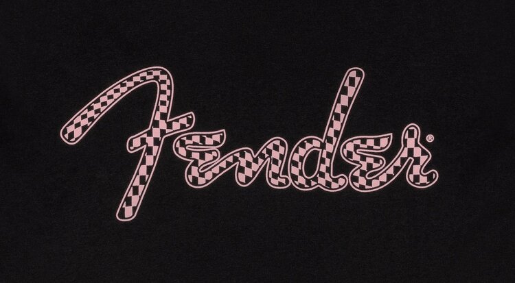 Fender Fender Spaghetti Logo Wavy Checker Tee - Pink Checker Size Large