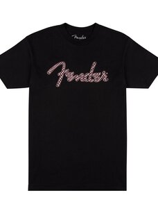 Fender Fender Spaghetti Logo Wavy Checker Tee - Pink Checker Size Large