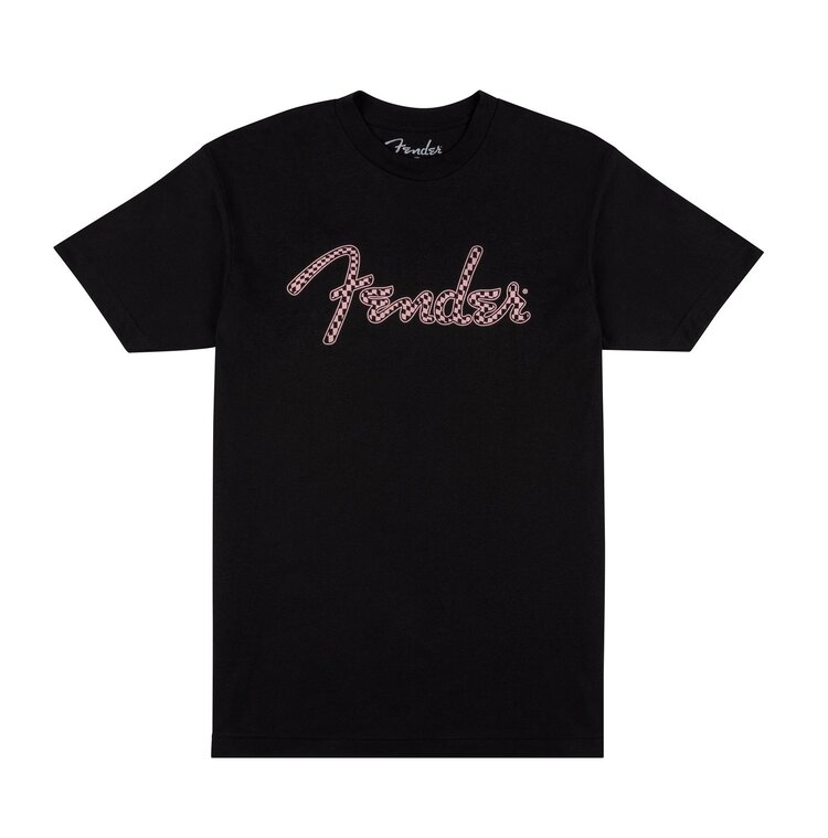Fender Fender Spaghetti Logo Wavy Checker Tee - Pink Checker Size Large