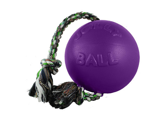 Jolly Ball Romp N Roll Ball with Rope Purple 8"