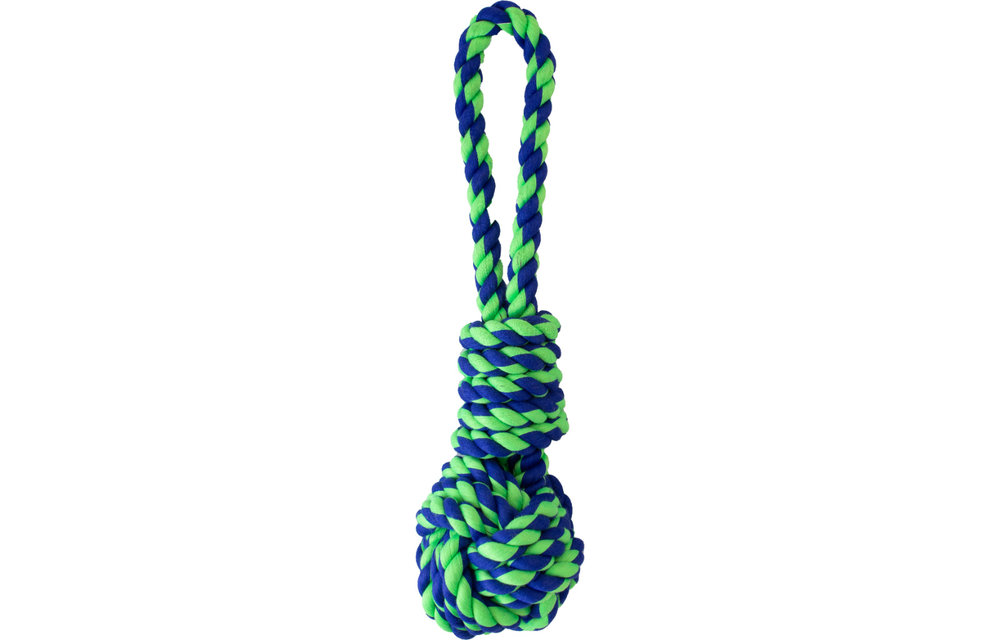 Knotty & Nice Rope Ball & Loop Handle Bl & Grn 16.5''