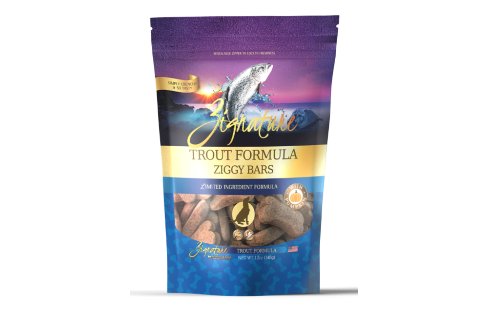 Zignature Ziggy Bars Trout Treats Dog 12 oz