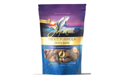 Zignature Ziggy Bars Trout Treats Dog 12 oz
