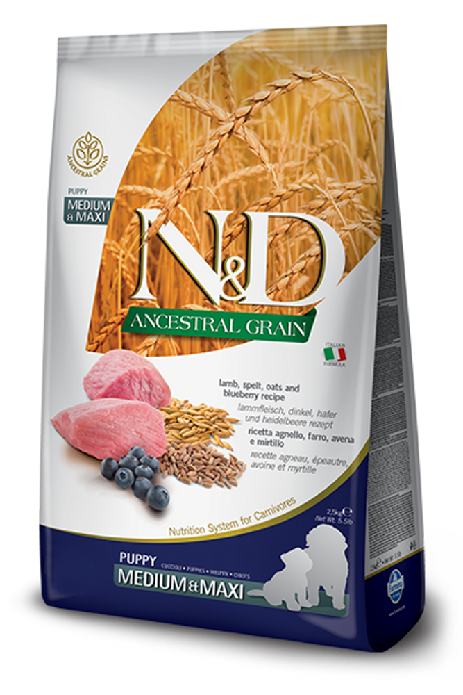 Farmina N&D AGrain Lamb & Blueberry Med/Maxi Puppy 12 kg