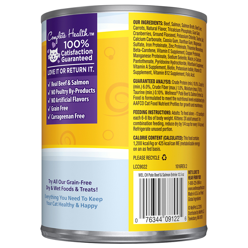 Wellness Beef & Salmon Pate Cat 12.5 oz