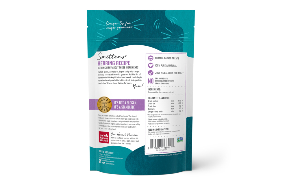 Honest Kitchen Smittens Herring Treats Cat 2 oz