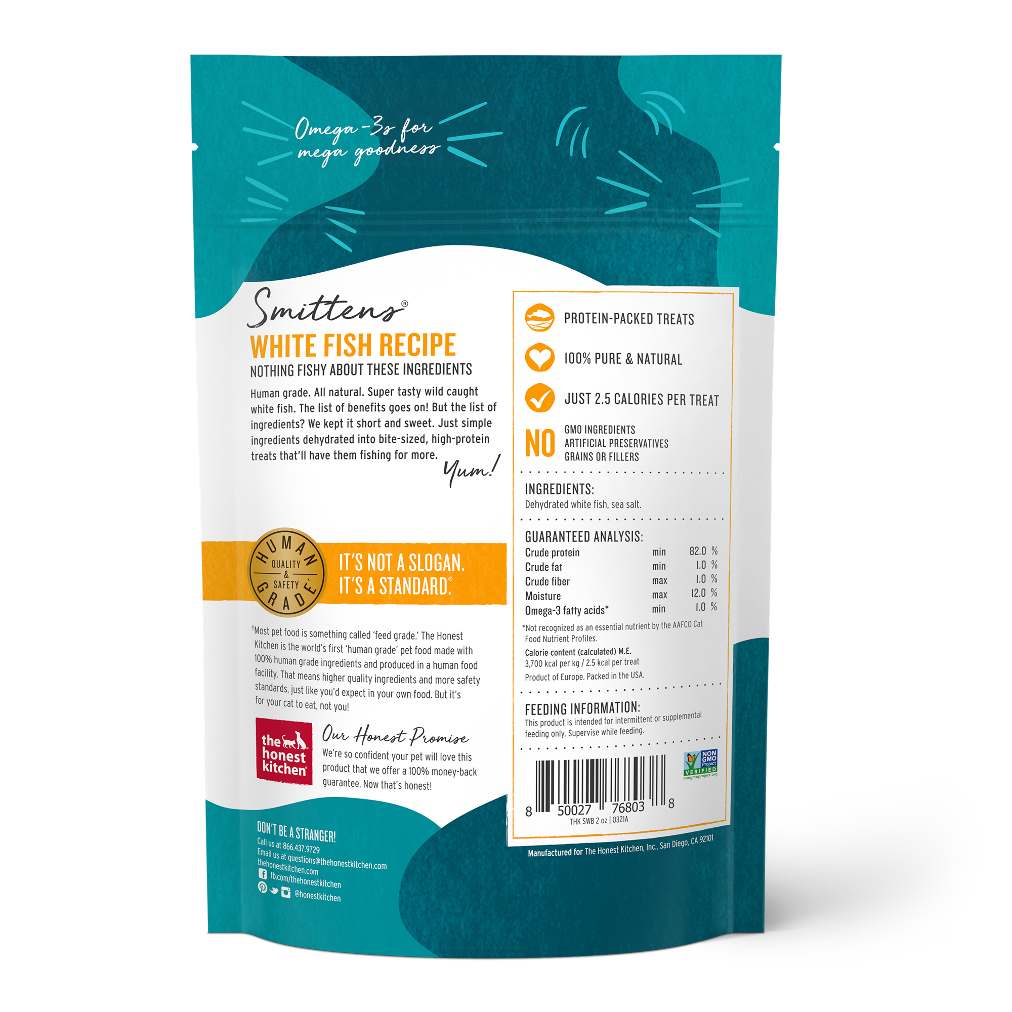 Honest Kitchen Smittens Whitefish Treats Cat 1.5 oz