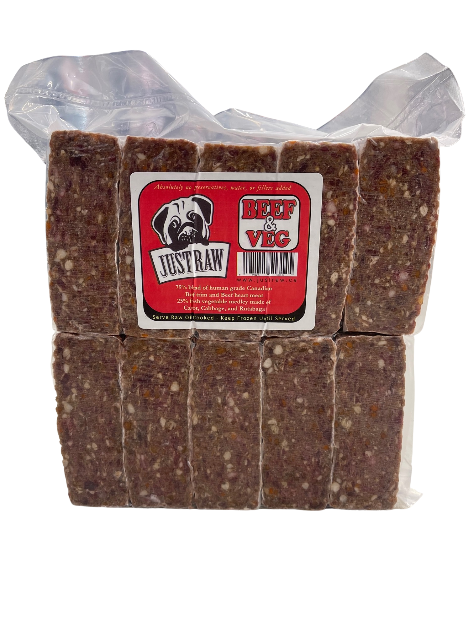 Just Raw Beef & Veg Dog 10 x .5 lb