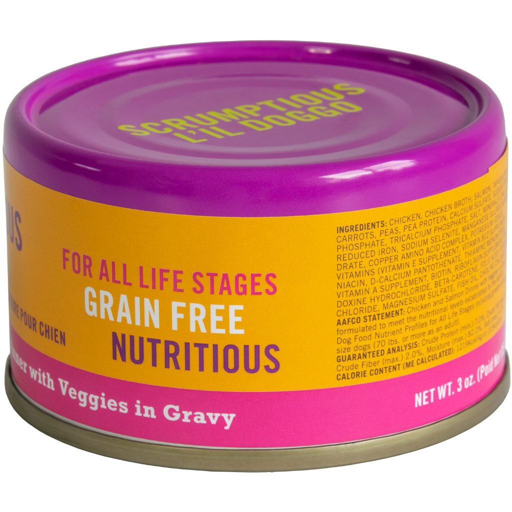 L'il Doggo Chicken & Salmon Dinner with Veggies in Gravy 3oz