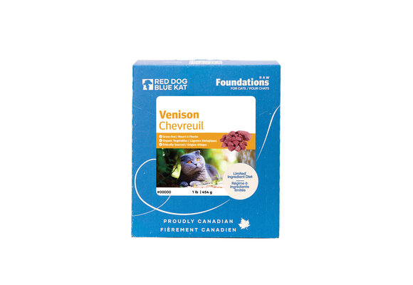 Red Dog Blue Kat Foundations Venison Recipe for Cats 4 x 1/4lb