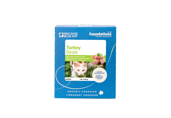 Red Dog Blue Kat Foundations Turkey Recipe for Cats 4 x 1/4 lb