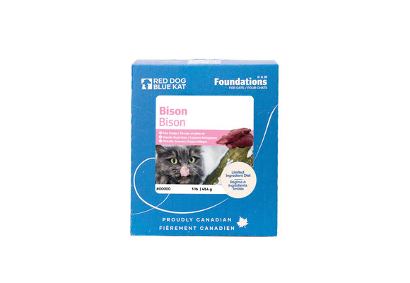 Red Dog Blue Kat Foundations Bison Recipe for Cats  4 x 1/4lb