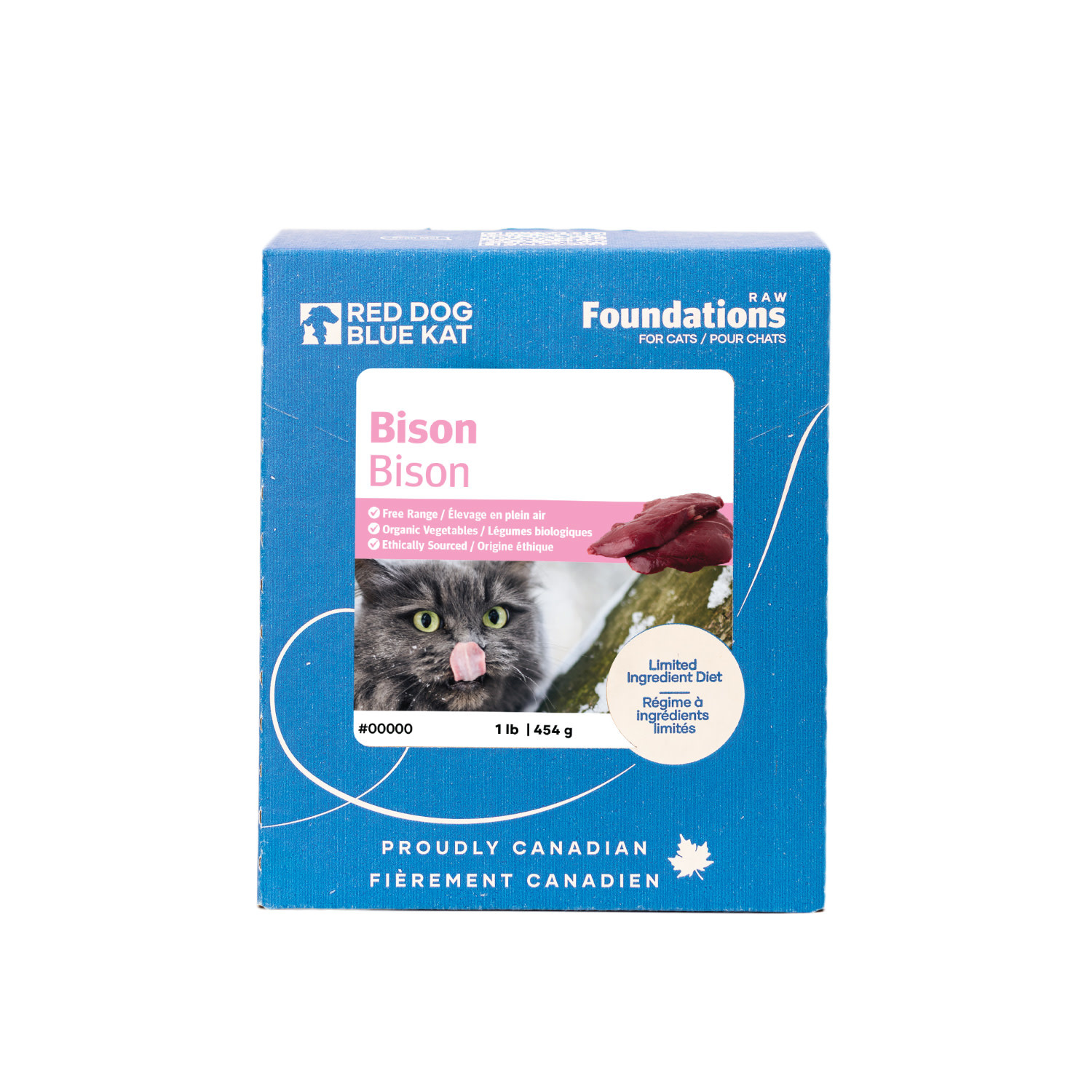 Red Dog Blue Kat Foundations Bison Recipe for Cats  4 x 1/4lb