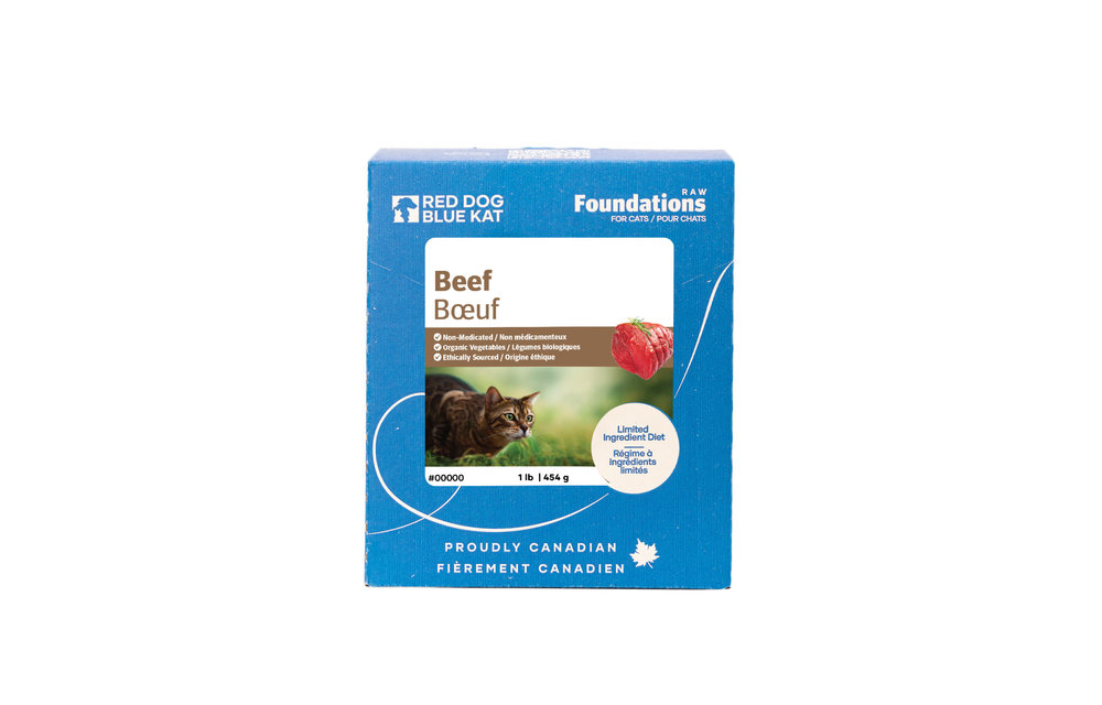 Red Dog Blue Kat Foundations Beef Recipe for Cats 4 x 1/4lb
