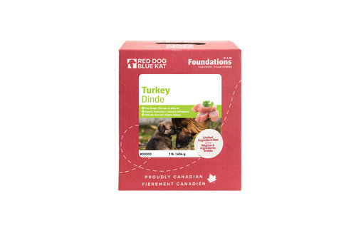 Red Dog Blue Kat Foundations Turkey Recipe for Dogs 4 x 1/4lb