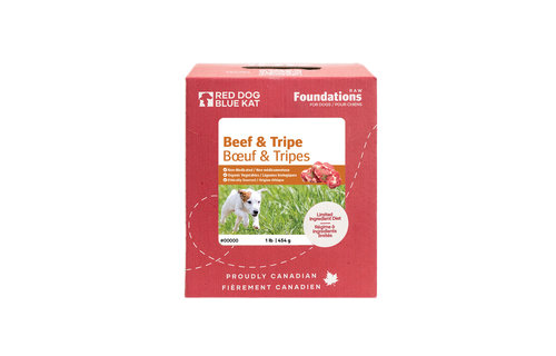 Red Dog Blue Kat Foundations Beef & Tripe Recipe for Dogs 4 x 1/4 lb
