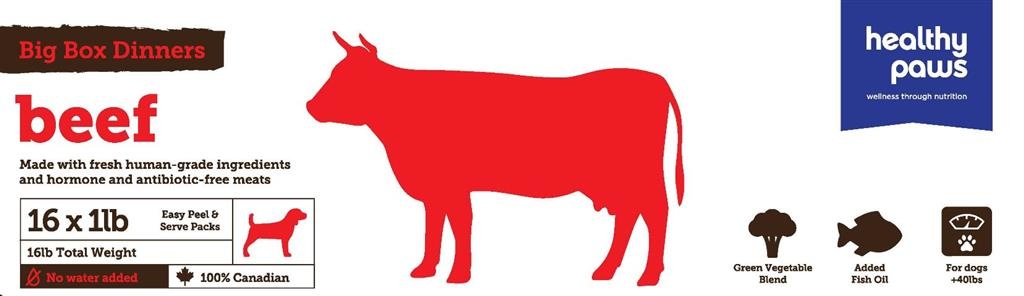 Healthy Paws Big Box Dinners - Beef 16 x 1Lb