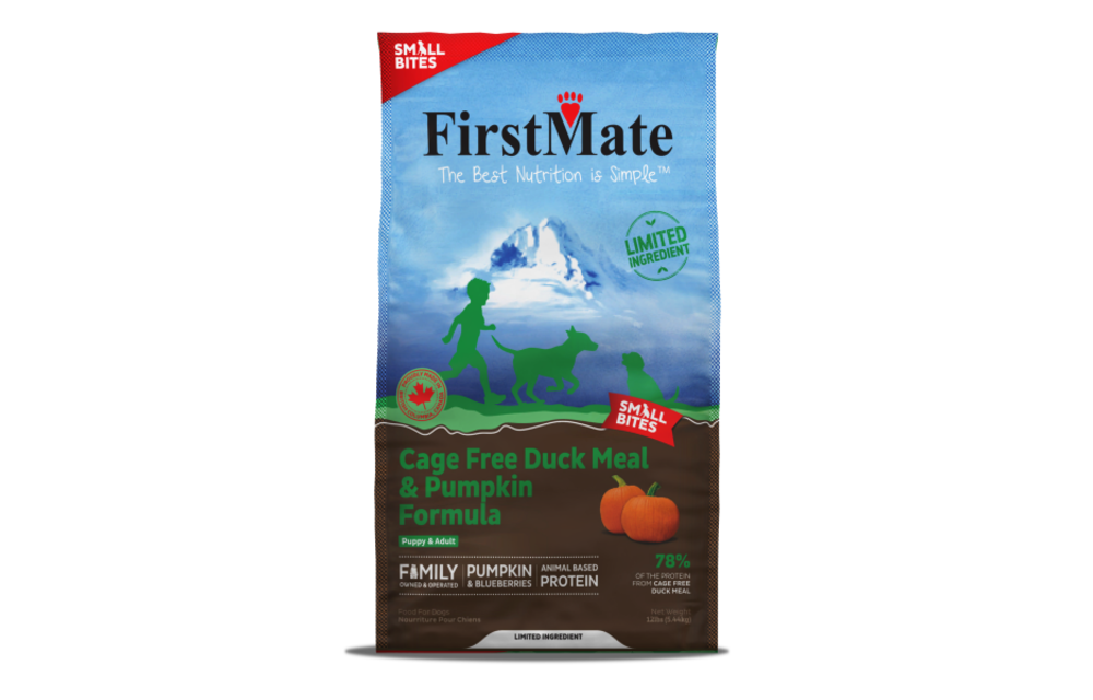 First Mate Dog LID GF Duck & Pumpkin Small Bites 12lb