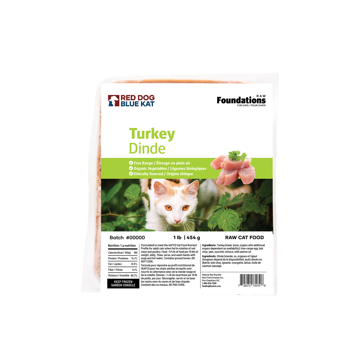 Red Dog Blue Kat Foundations Turkey Recipe for Cats 1 lb