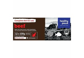 Healthy Paws Cat | Complete Dinner Beef 1.2kg (12x100g)