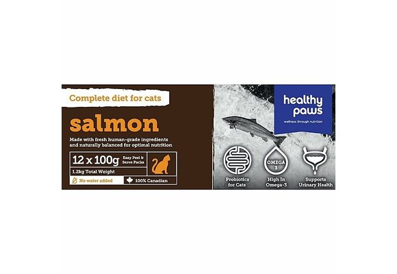 Healthy Paws Cat Complete Dinner Salmon 1.2kg (12x100g)