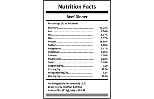 *Disc Size*Carnivora Beef Dinner 25lb