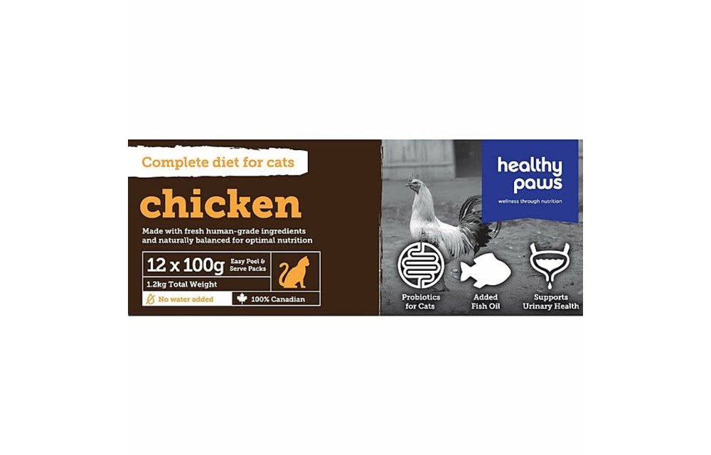 Healthy Paws Cat | Complete Dinner Chicken 1.2kg (12x100g)