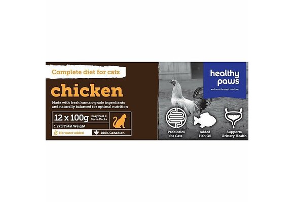 Healthy Paws Cat | Complete Dinner Chicken 1.2kg (12x100g)