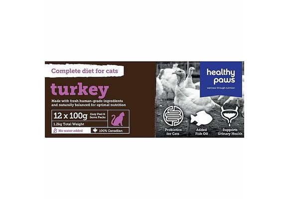 Healthy Paws Cat | Complete Dinner Turkey 1.2kg (12x100g)