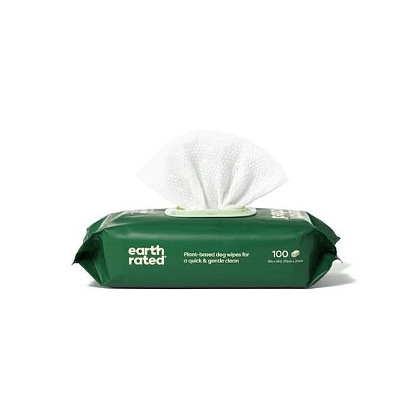 Earth Rated Compostable Pet Wipes Unscented 8x8'' 100PK