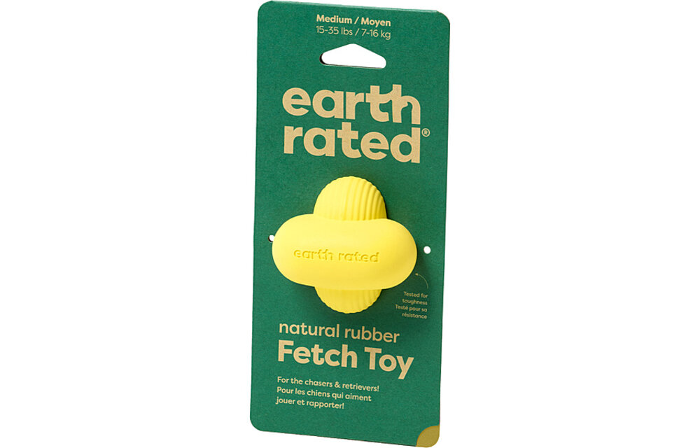 Earth Rated Rubber Fetch Toy Yellow Medium