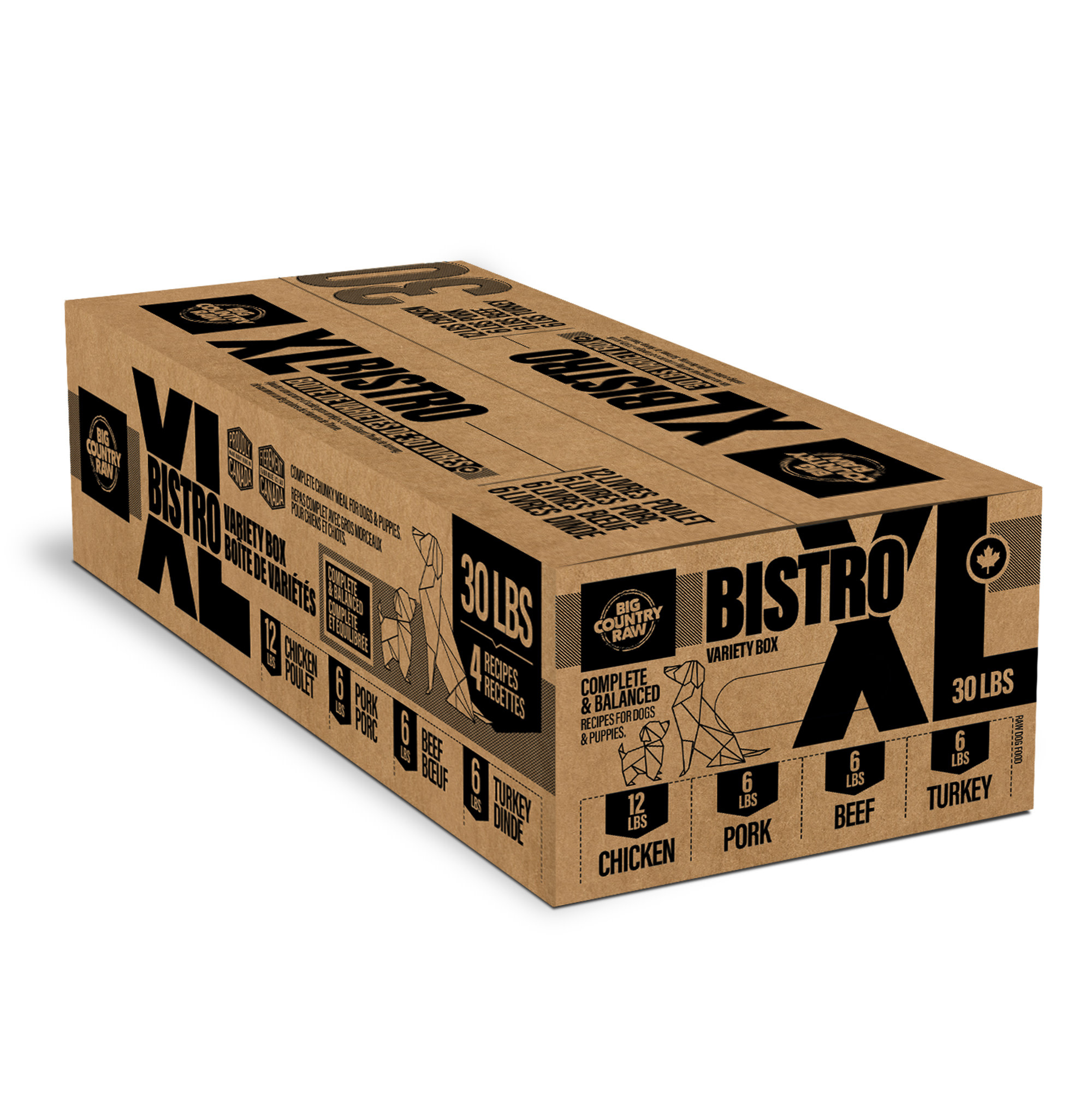 Big Country Raw XL Bistro Chicken/Beef/Pork/Turkey 20x1.5lb (30lb)