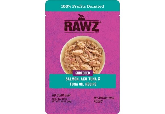 RAWZ Shredded Salmon, Aku Tuna & Oil 69g Pouch