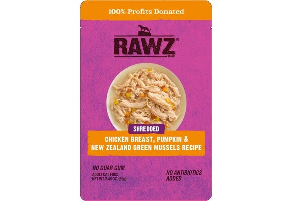 RAWZ Shredded Chicken Breast, Pumpkin & NZGM 69g Pouch