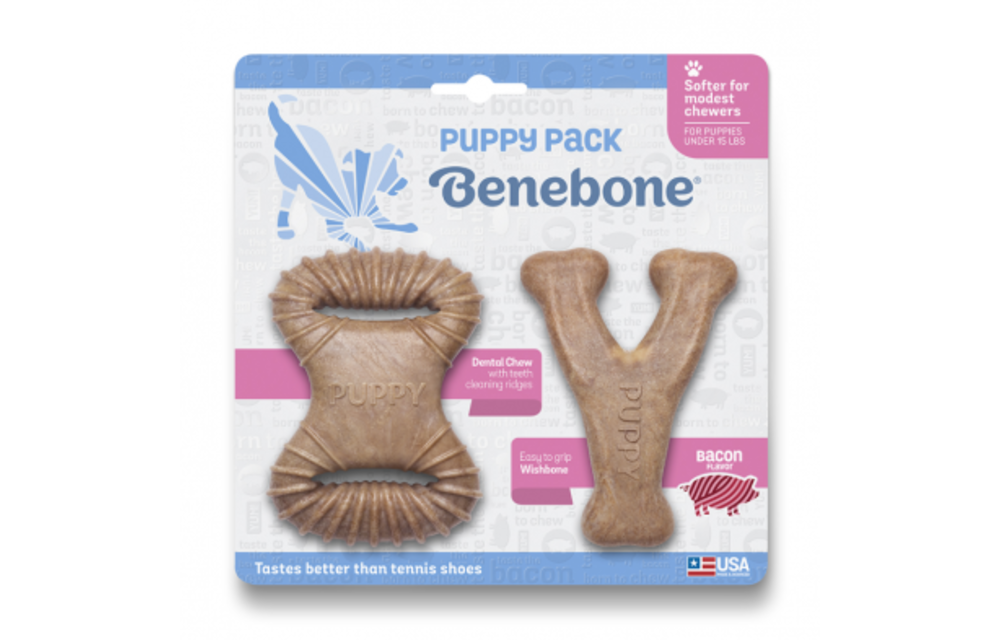 Benebone Puppy Dental Chew & Wishbone Bacon Tiny 2pk