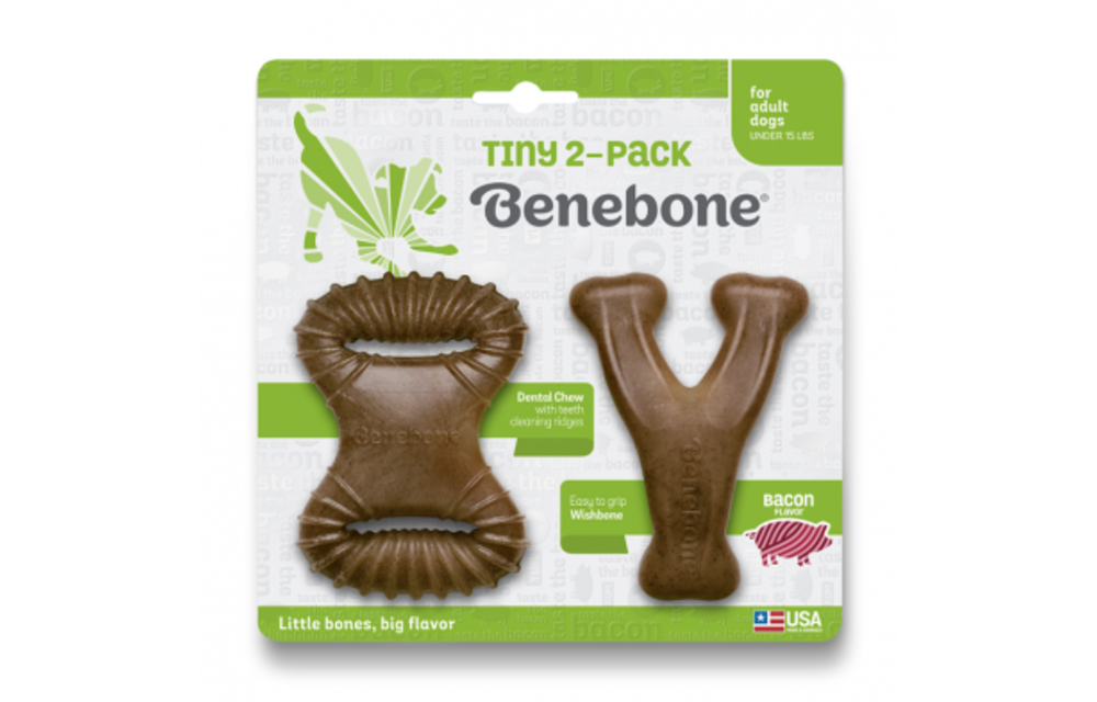 Benebone Dental Chew and Wishbone Bacon Tiny 2pk